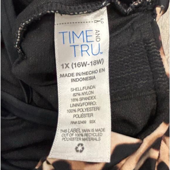 Leopard animal print swimsuit one piece black tan plus size 1X 16-18W beachy - Picture 6 of 7